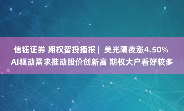 信钰证券 期权智投播报 | 美光隔夜涨4.50% AI驱动需求推动股价创新高 期权大户看好较多
